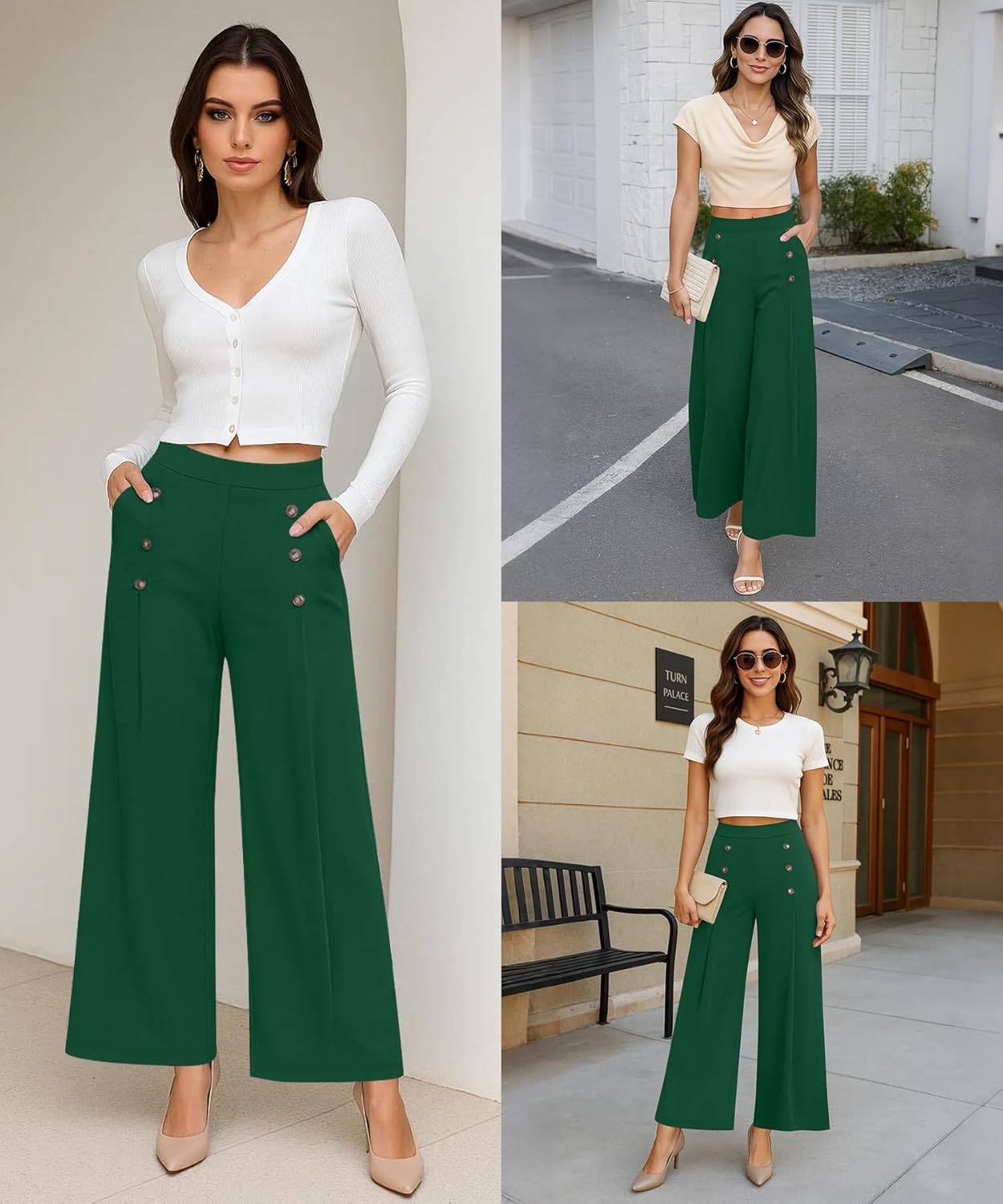 KUOTAI Womens Baggy Wide Leg Pants High Waisted Lounge Casual Loose Palazzo Trousers with Pockets - Image 4