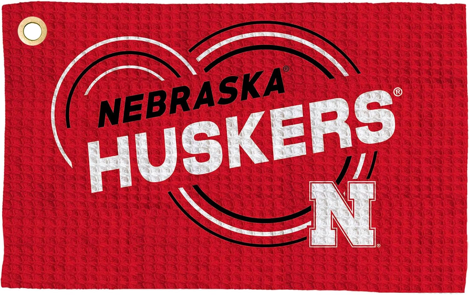 Northwest NCAA Nebraska Cornhuskers Golf Towel, Official Licensed Microfiber Waffle Fabric, Absorbent 16x25 in Club Cleaning Accessory, Droplets Design