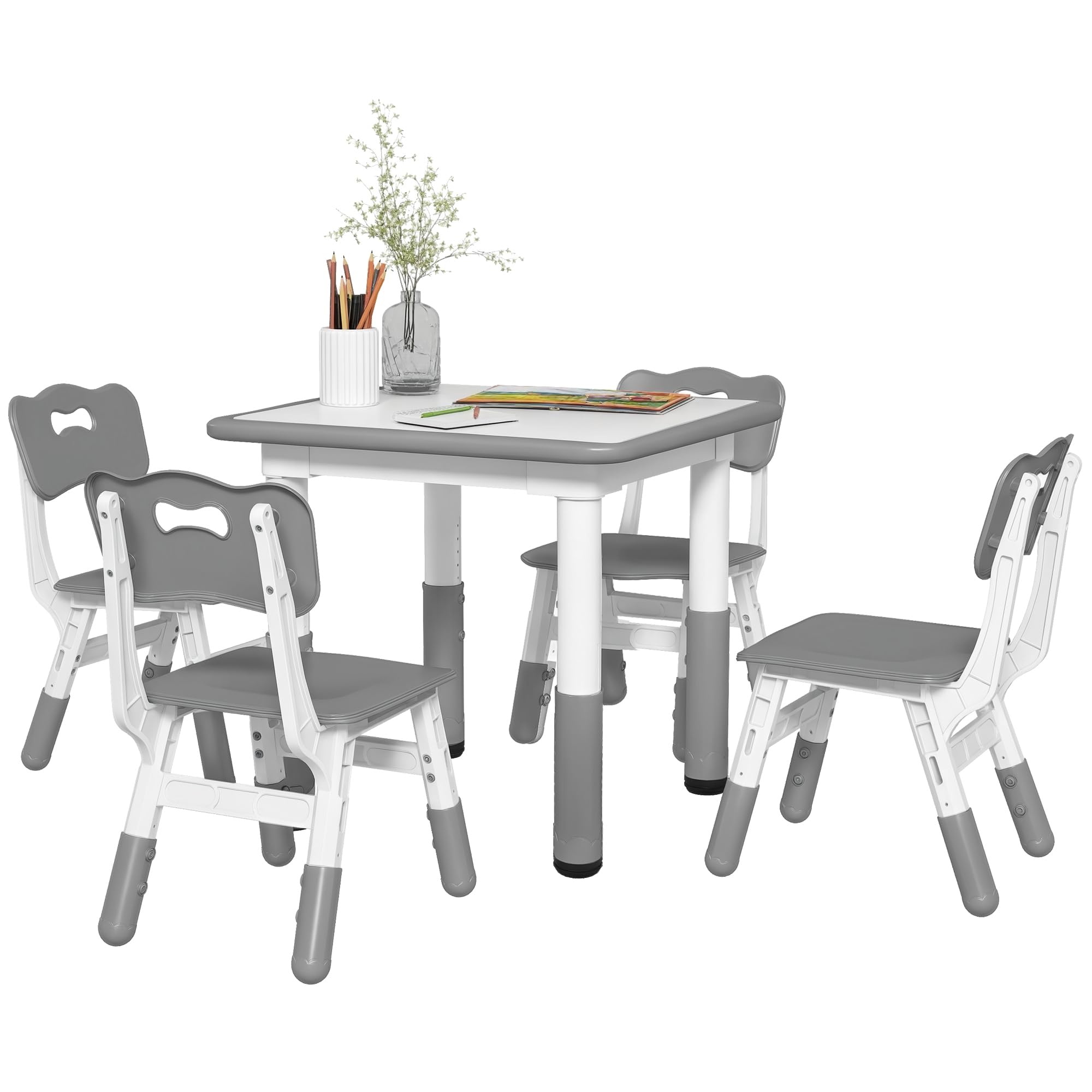 AIYAPLAY Ensemble Table et chaises pour Enfants Hauteur réglable Gris
