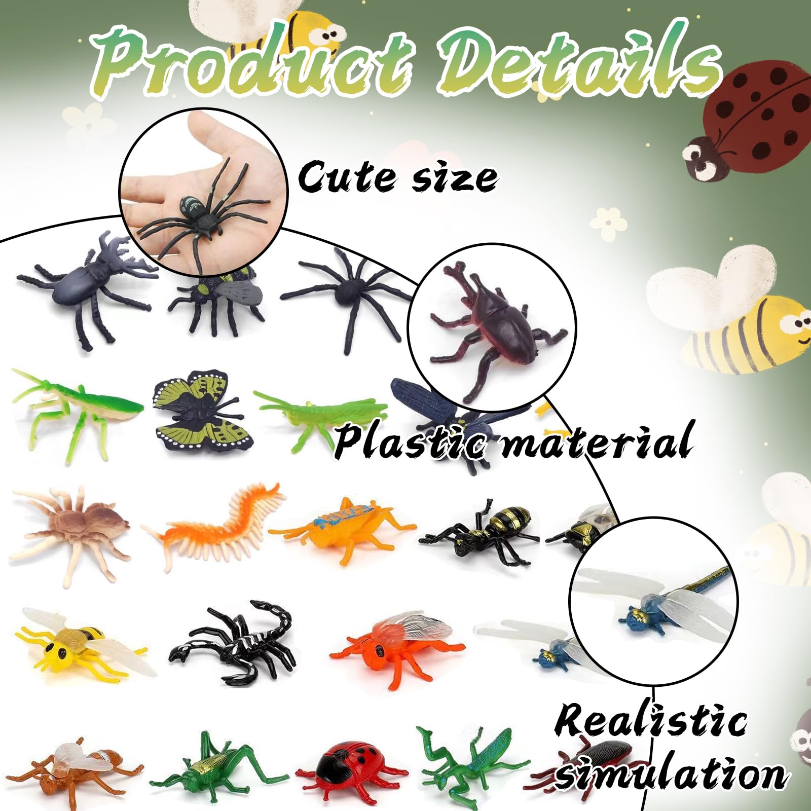 PonFxp Bugs Toys For Kids, Mini Beasts For Kids, 24 Pcs Small Toy, Realistic Insect Toys For Party Gifts, Bug Figures For Educational Play And Game Rewards, Suitable For Children - Image 3