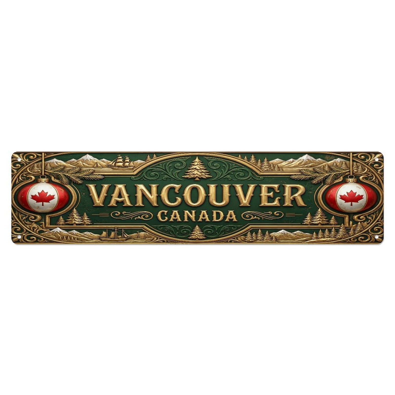 Gead 4X16inch Style Vintage Vancouver Canada Flag Pattern Metal Tin Sign