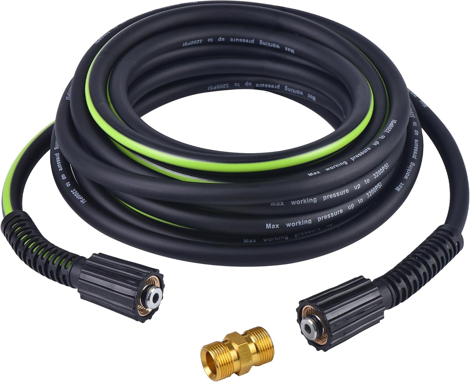 Pressure Washer Hose 1/4" × 50FT - 3200 PSI Heavy Duty Power Washer Replacement with M22-14mm Fittings Kink-Resistant Flexible Water Hose for Electric & Gas Washers