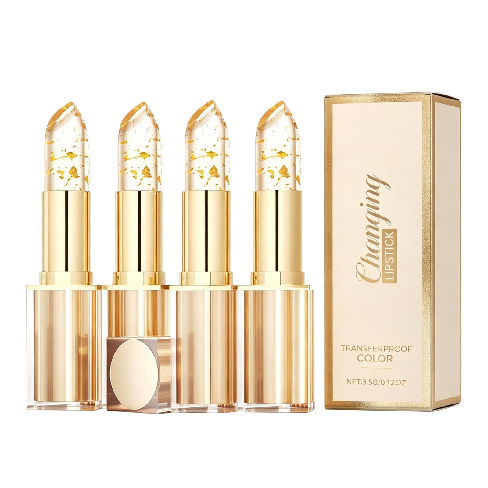 Balsamo per labbra Thermo-Changant con paillettes d'oro, rossetto idratante invisibile anti-trasferimento, trattamento labbra rimpolpante a lunga tenuta