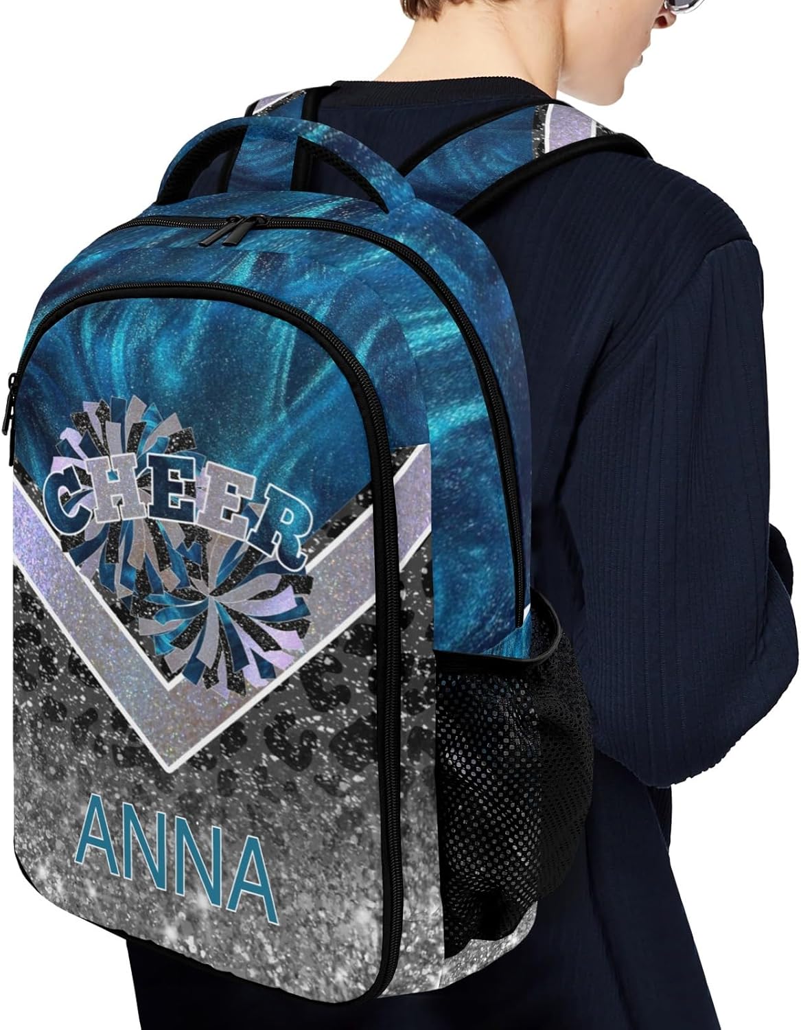 Cheer Cheerleader Waterproof Backpack Casual Daypack Shcoolbag Book Bag for Boys Girls Blue