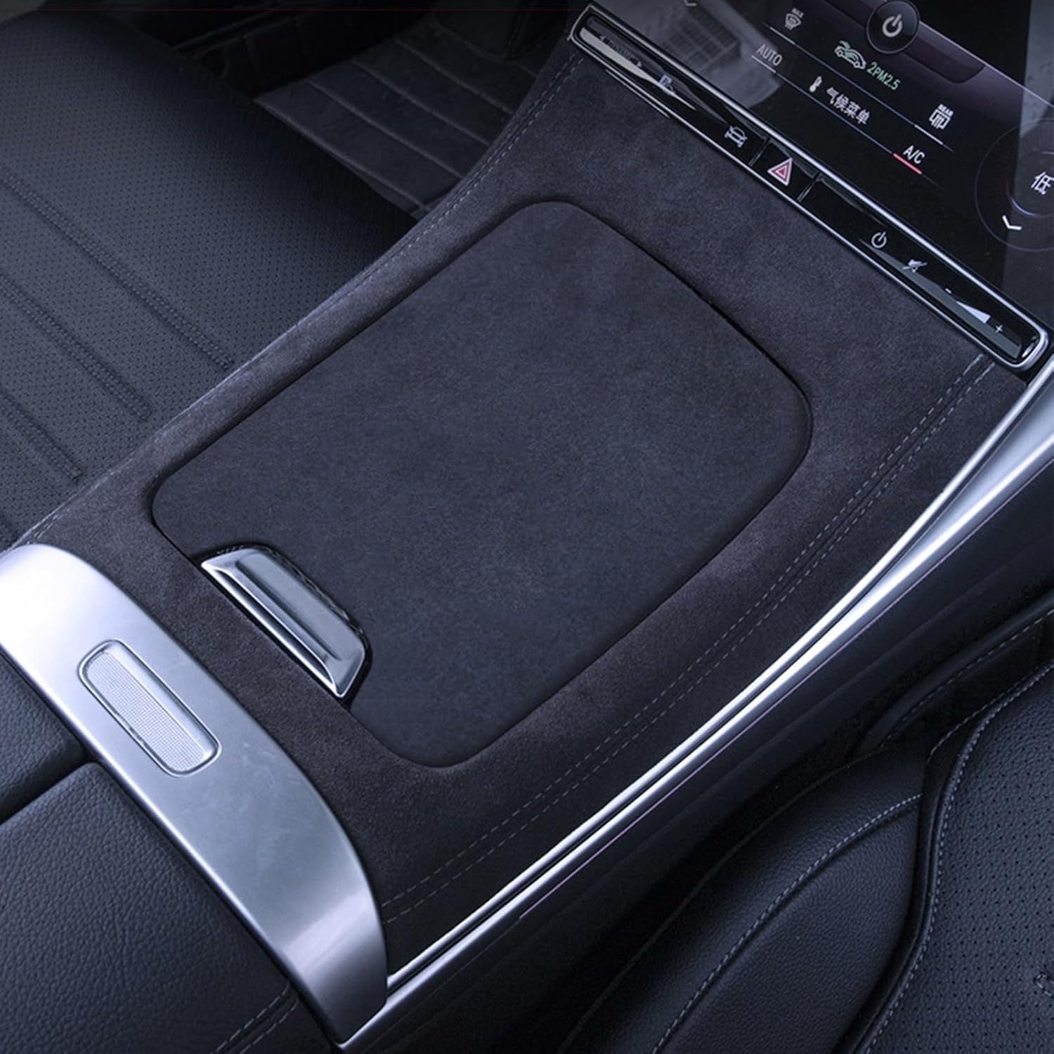 Central Control Gear Shift Panel for Mercedes Benz C-Class C300 C260 AMG C43 2023+, Leather Flocking Hard Cover Interior Protector Trims Decoration Wrap Kit for Mercedes-Benz W206 C-Class