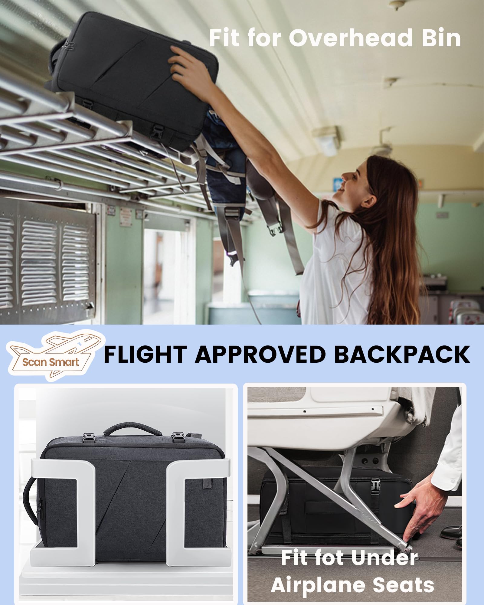 LOVEVOOK Travel Backpack, 40L Extra Large Backpack, Carry on Backpack 17 Inch with USB Port, Water Resistant Business Backpack for Men Women, Dark Grey