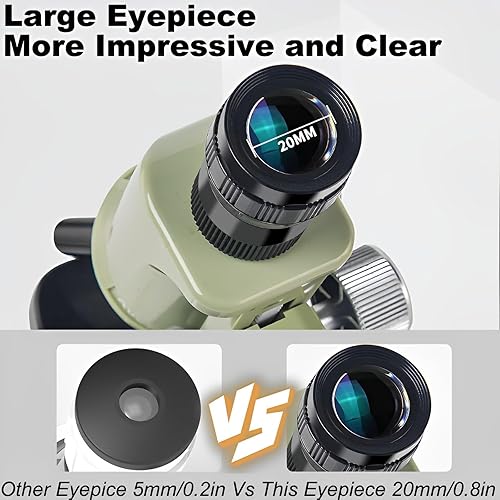 Miniatura 3 de Ninyoon Microscopio ocular grande para niños, el mejor regalo para niños y niñas, juguete educativo 400X 1000X 1200X con ocular gran angular de 0.8