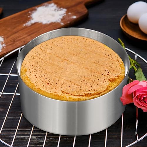 Miniatura 7 de Yardwe Molde redondo de acero inoxidable para tartas, anillo de hornear de 4 pulgadas para el hogar, mousse, galletas, galletas, hornear con