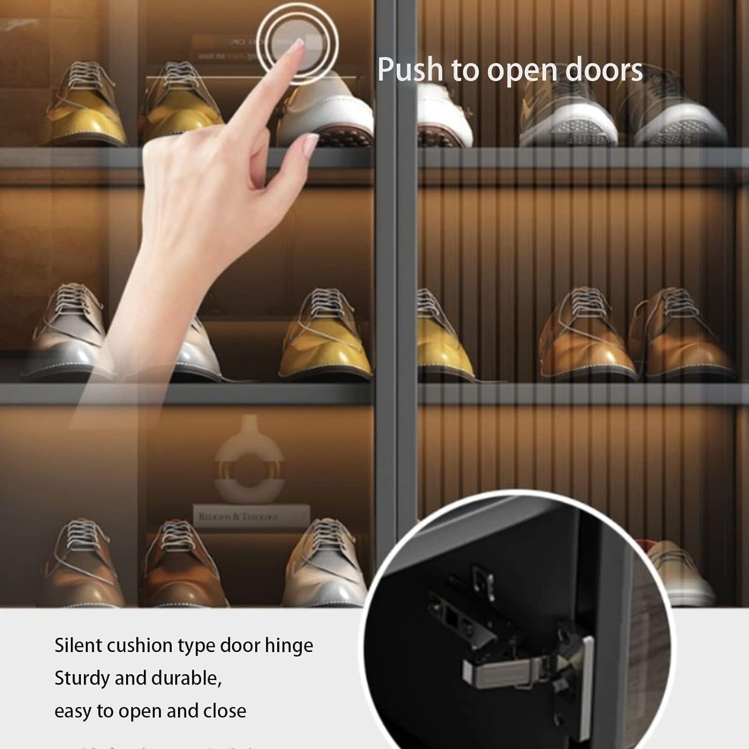 Amazon｜大型靴キャビネット透明ガラスキャビネットドア靴棚閉じた靴