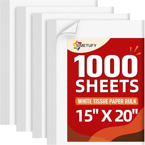 1000 Sheets White Tissue Paper Bulk, 15x20 White Tissue Paper for Gift Bags
