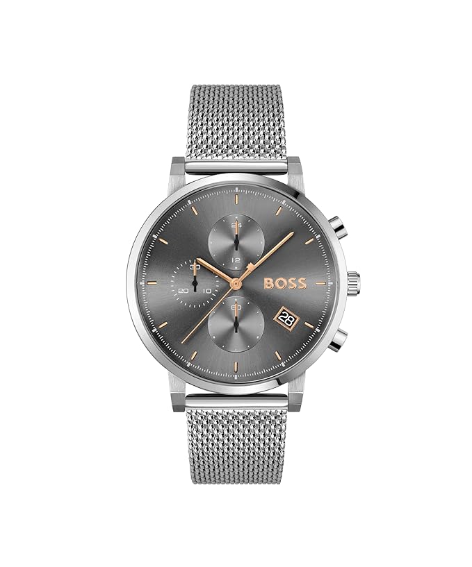 BOSS Hugo Stainless Steel Analog Grey Dial Men Watch-1513807, Silver Band