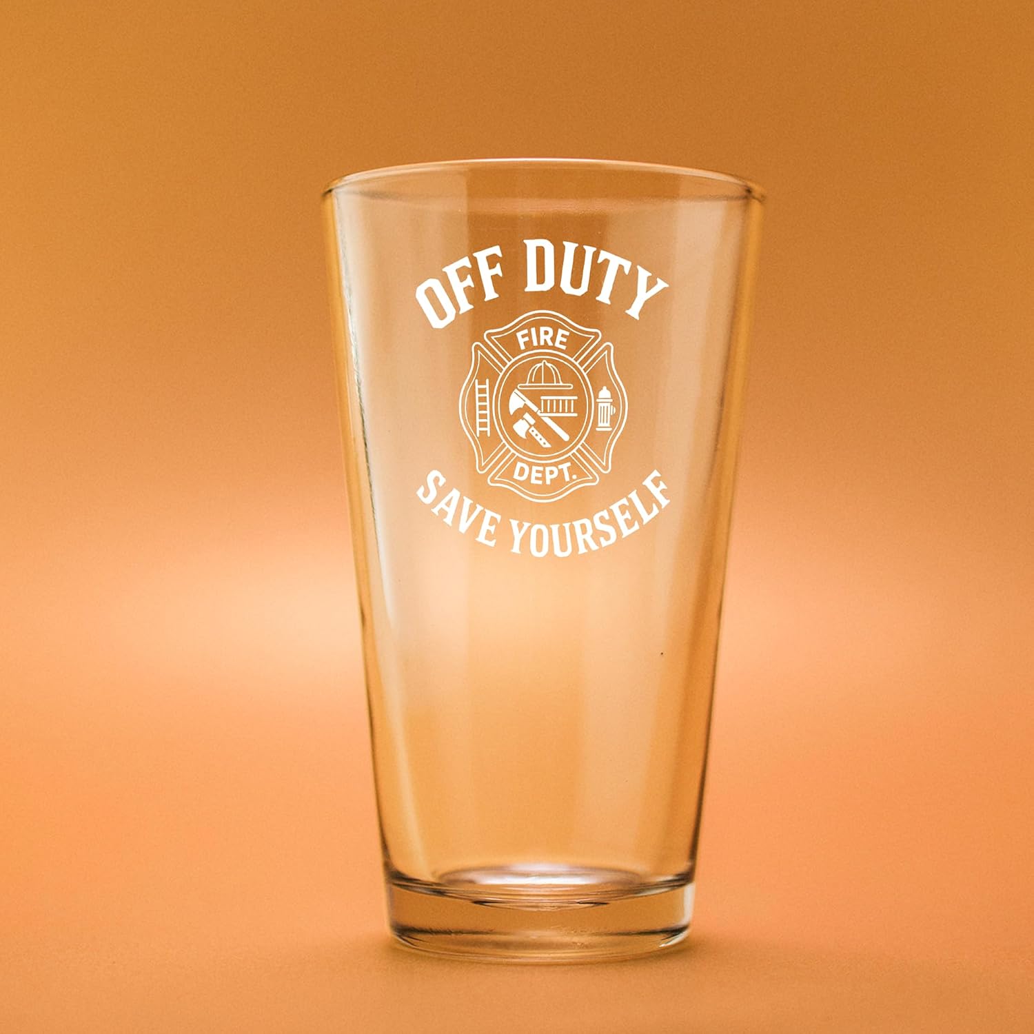 Panvola Off Duty Save Yourself Firefighter Firemen Beer Glass 16oz