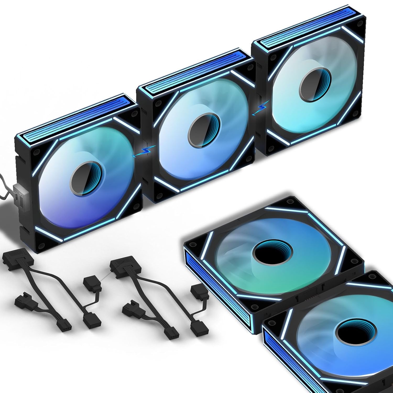 Daisy Chain Case Fan:5 Pack 120mm PC RGB Fans Computer Case Fans, 5V 3-PIN Connector Daisy Chain PWM Cooling Fan,Forward Fan