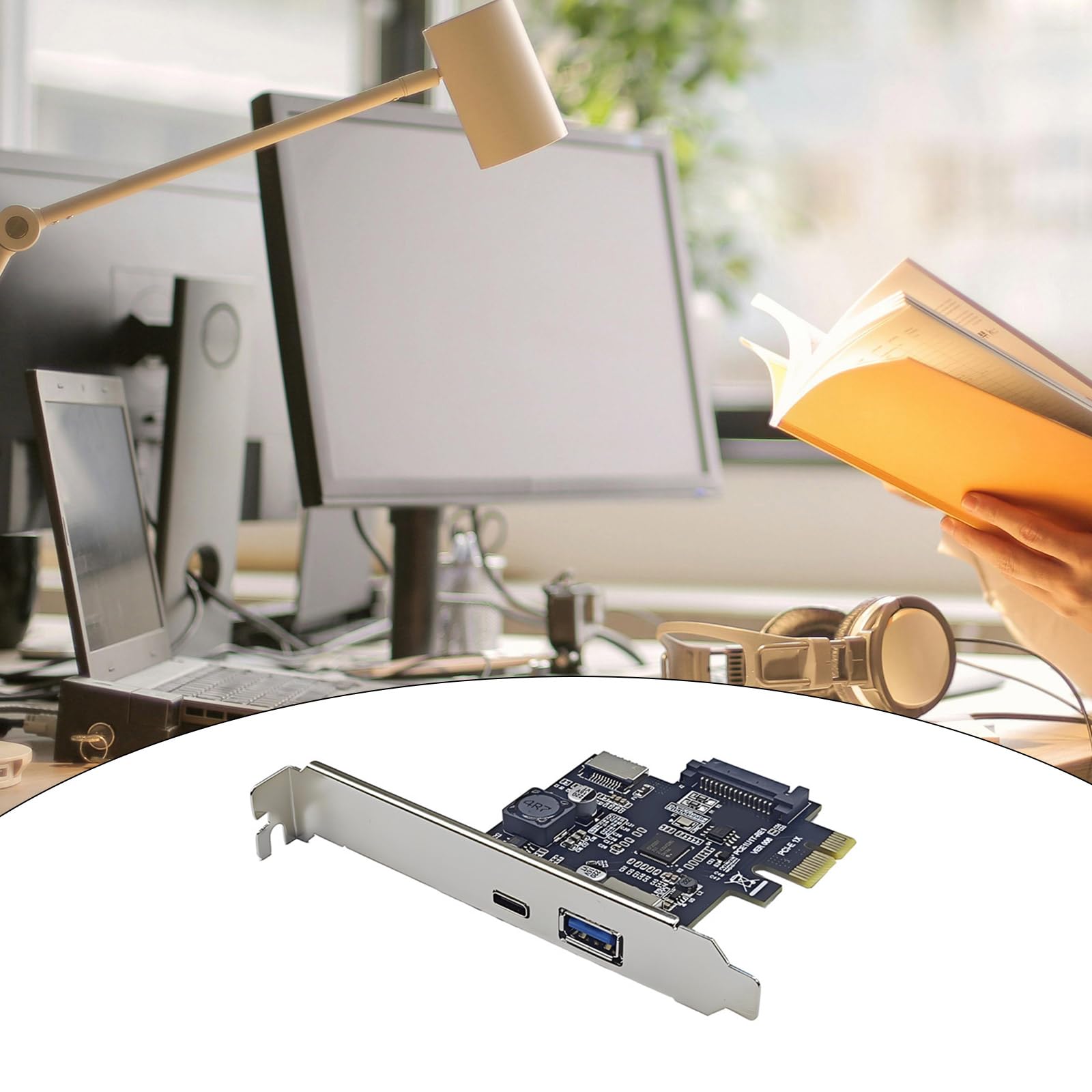 YUGSHNKFC USB3.2 Gen1 5Gbps Expansion Card with USB+TypeC+TypeE Front PCIe to USB Adapter for Desktops