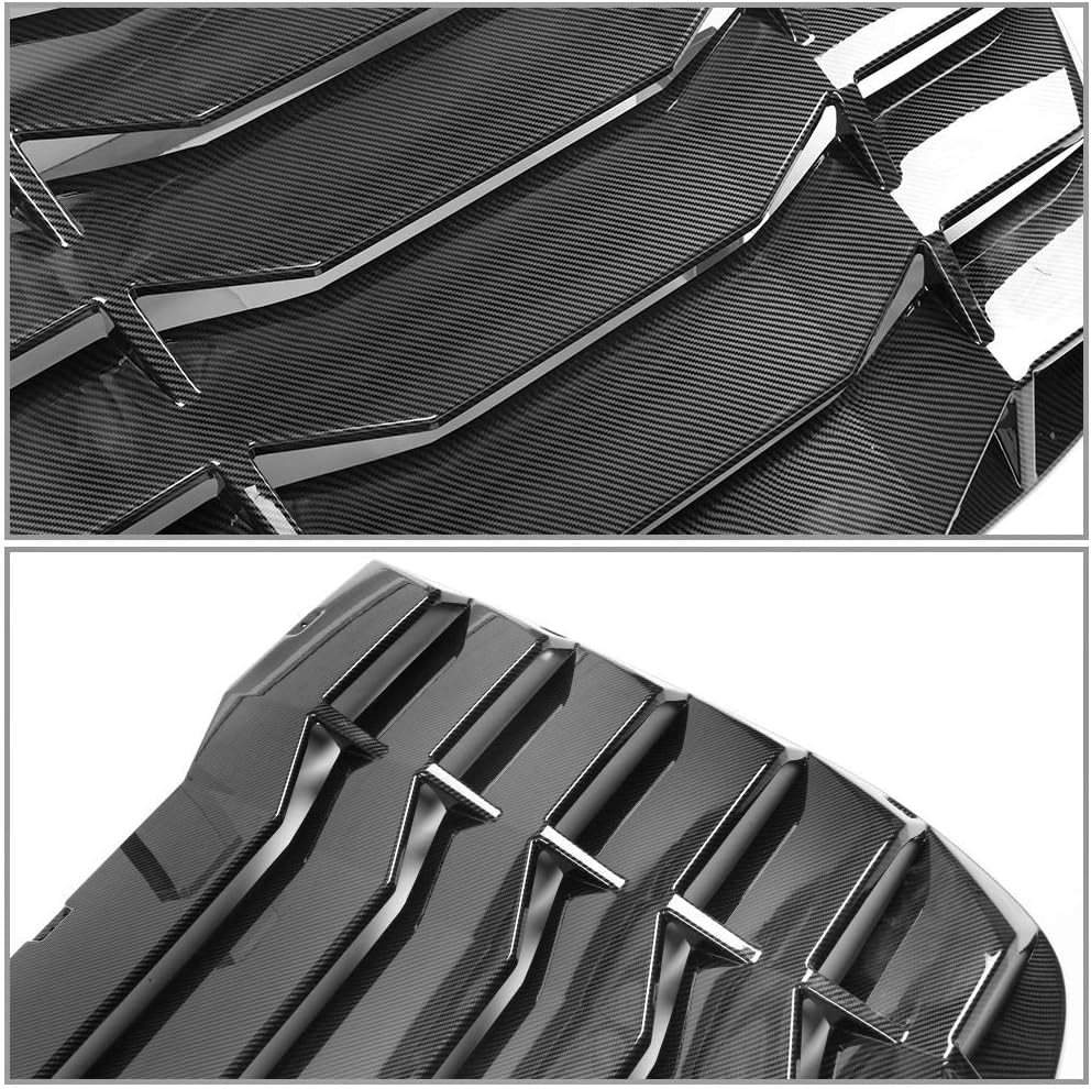 IKON MOTORSPORTS, Window Louver Compatible with 2009-2020 Nissan 370Z Coupe, IKON Style Rear Window Louvers Cover Sun Shade Carbon Fiber Print, 2010 2011 2012 2013 2014 2015 2016 2017 2018