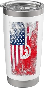 USA & Tunisia Flags - United States of America, Tunisian Stainless Steel Insulated Tumbler