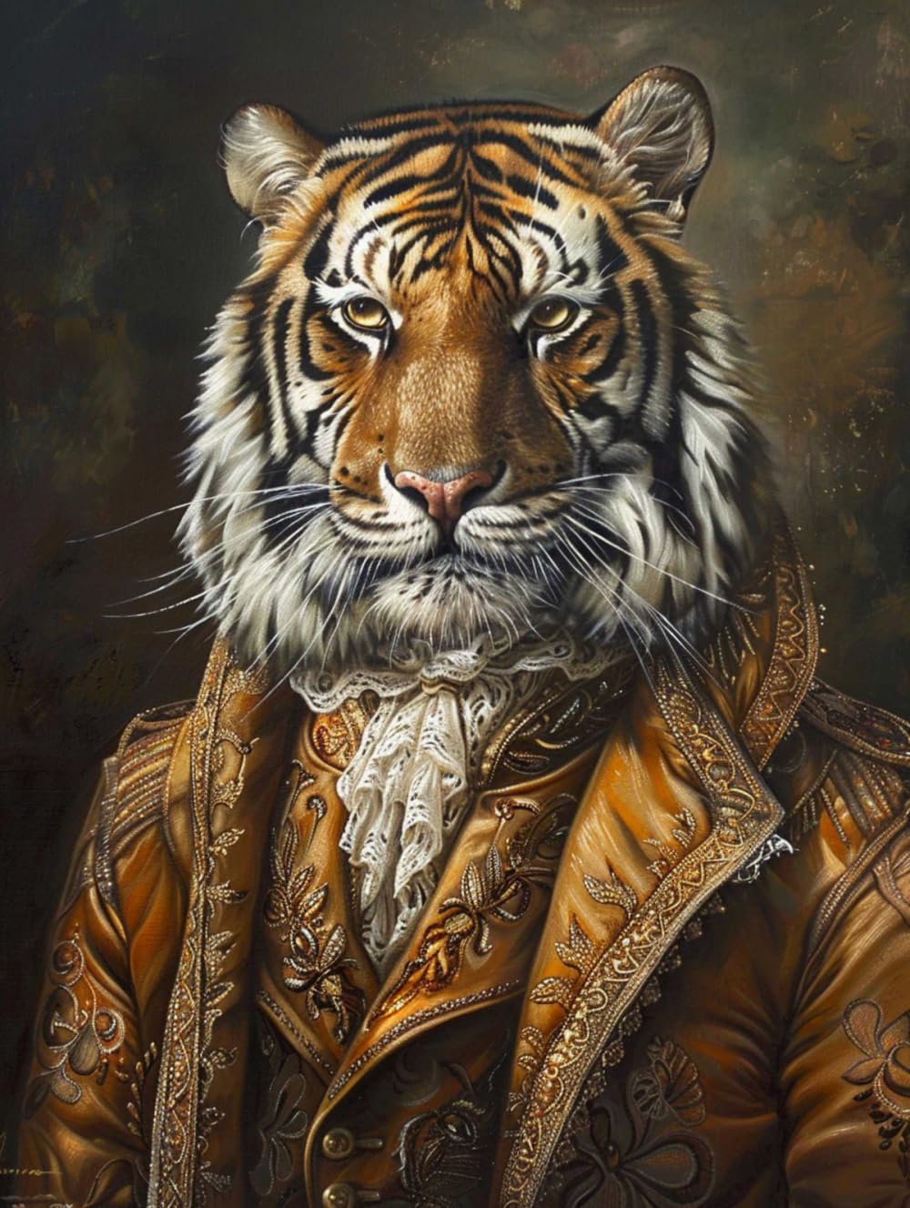 RKFLGEW 14CT Cross Stitch Kits for Beginners Tiger in Clothes Cross Stitching Kit Animal Oil Painting Preprinted Fabric Cross Stitch DIY Art Needlecrafts Embroidery Kits for Adults Beginners 40x50cm