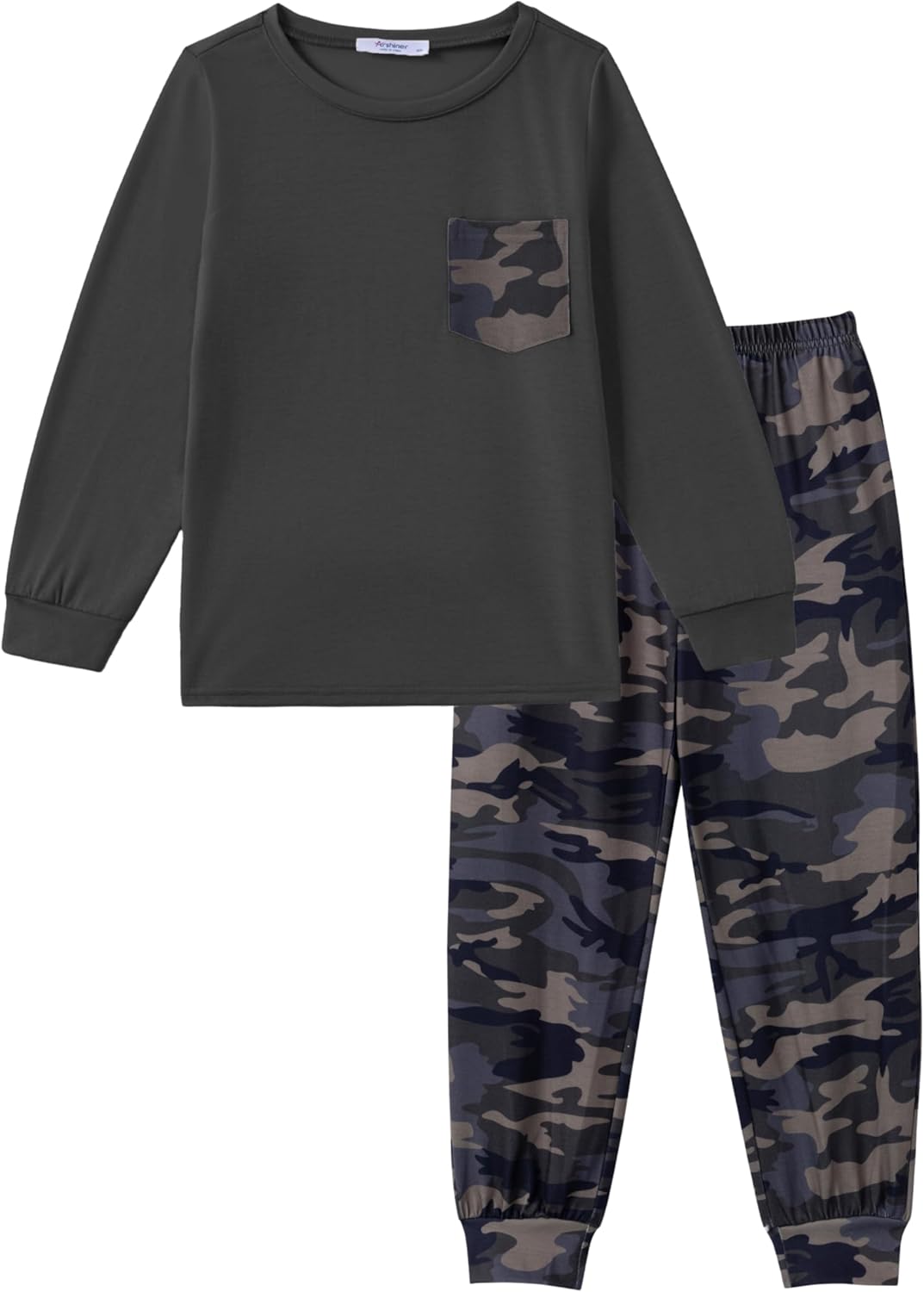 Arshiner Boys Fall Clothes Set Long Sleeve Pullover T-Shirt & Jogger Pants Casual Outfits for 5-13 Years Kids