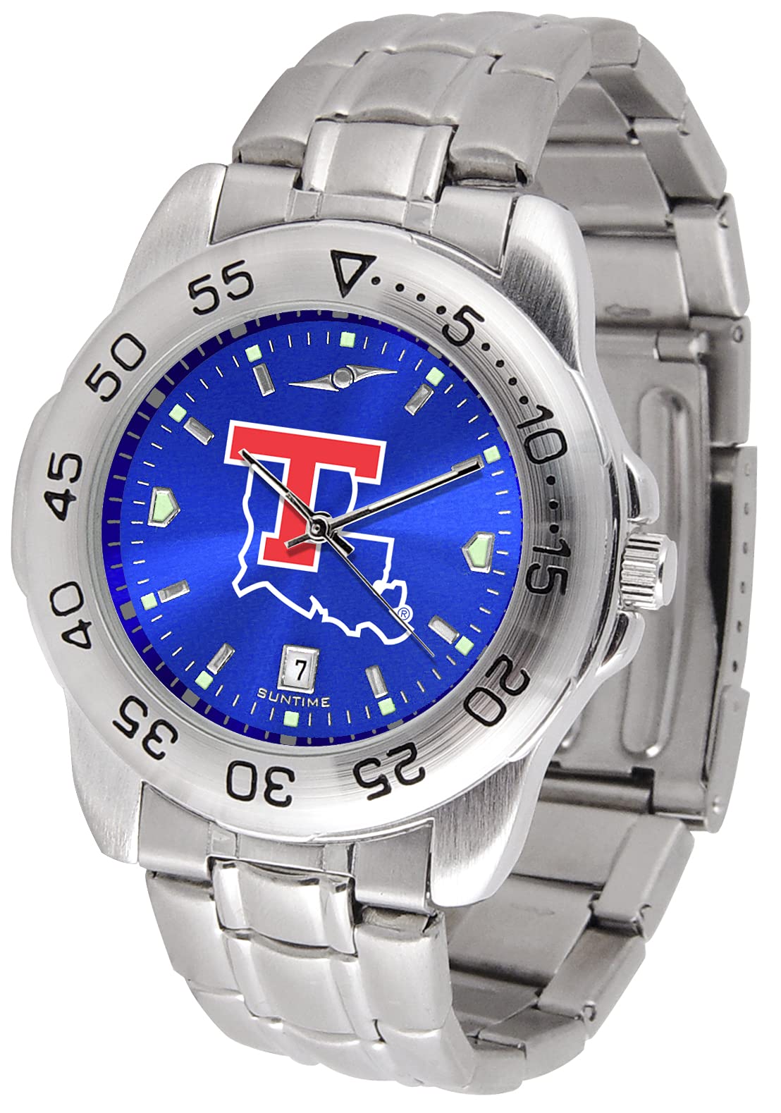 SunTime Men's NCAA Team Sport Watch, 20mm Stainless Steel Strap, Reflective Shiny Dial with Date