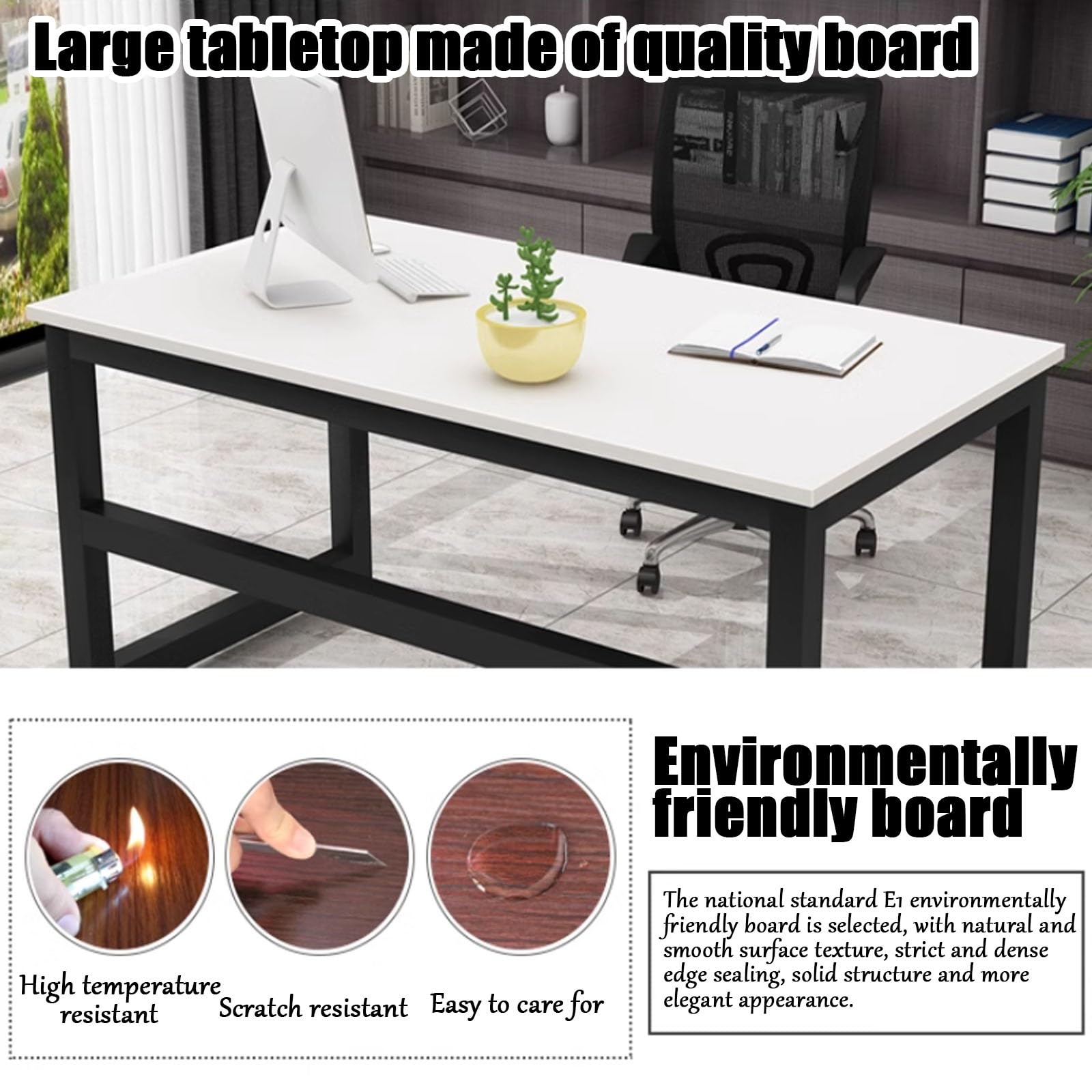 Generisch Moderner Chefschreibtisch, Schlichter Industrie-Computertisch für Zuhause und Büro, 99,9 x 60,4 cm Schreibarbeitsplatz aus Teakholz – stilvolle Schlafzimmer- und Büromöbel