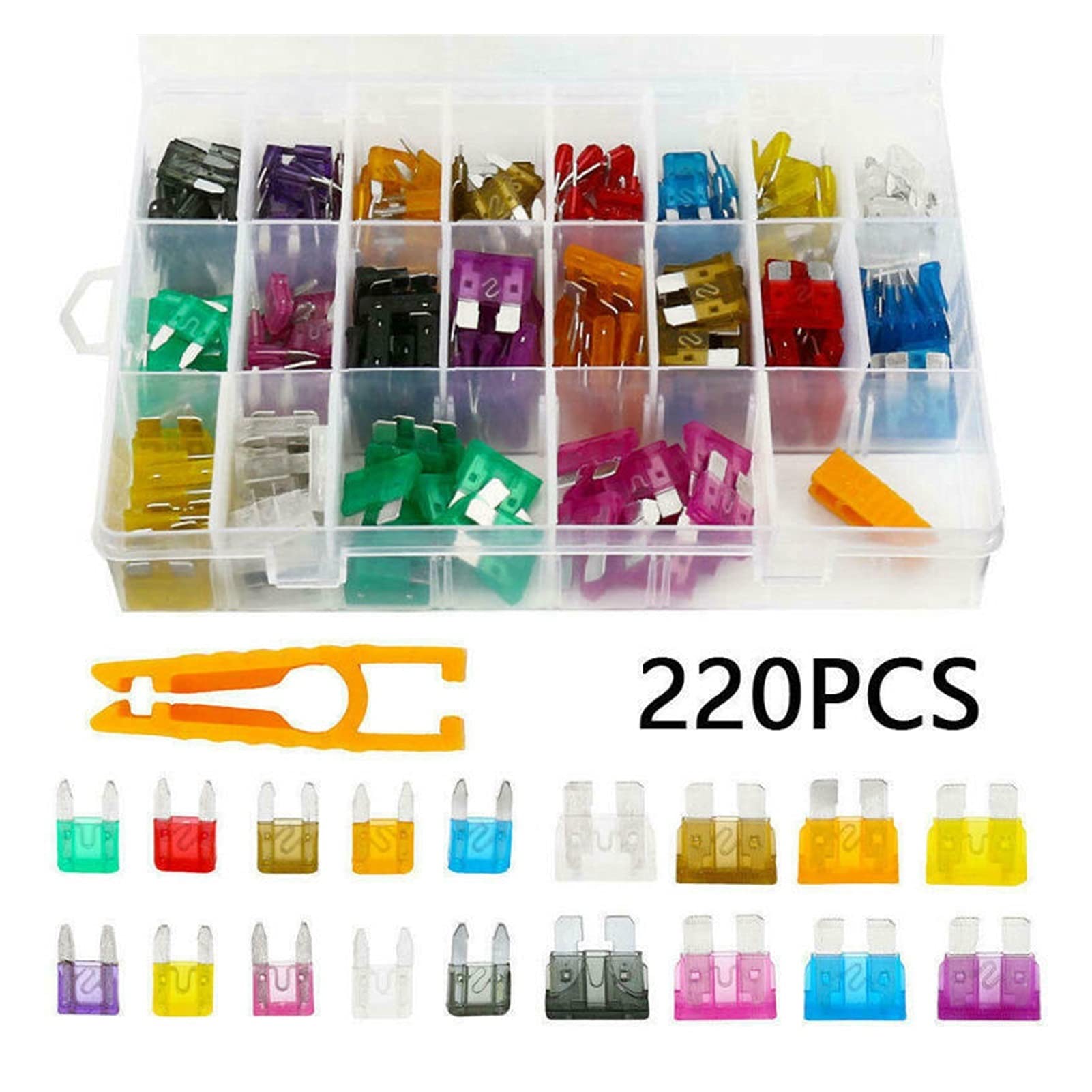 Kit de fusibles for Coche y camión, 220 Uds., APM ATM Mini y Surtido de fusibles de Cuchilla estándar, Juego de Cuchillas, Accesorios for Coche