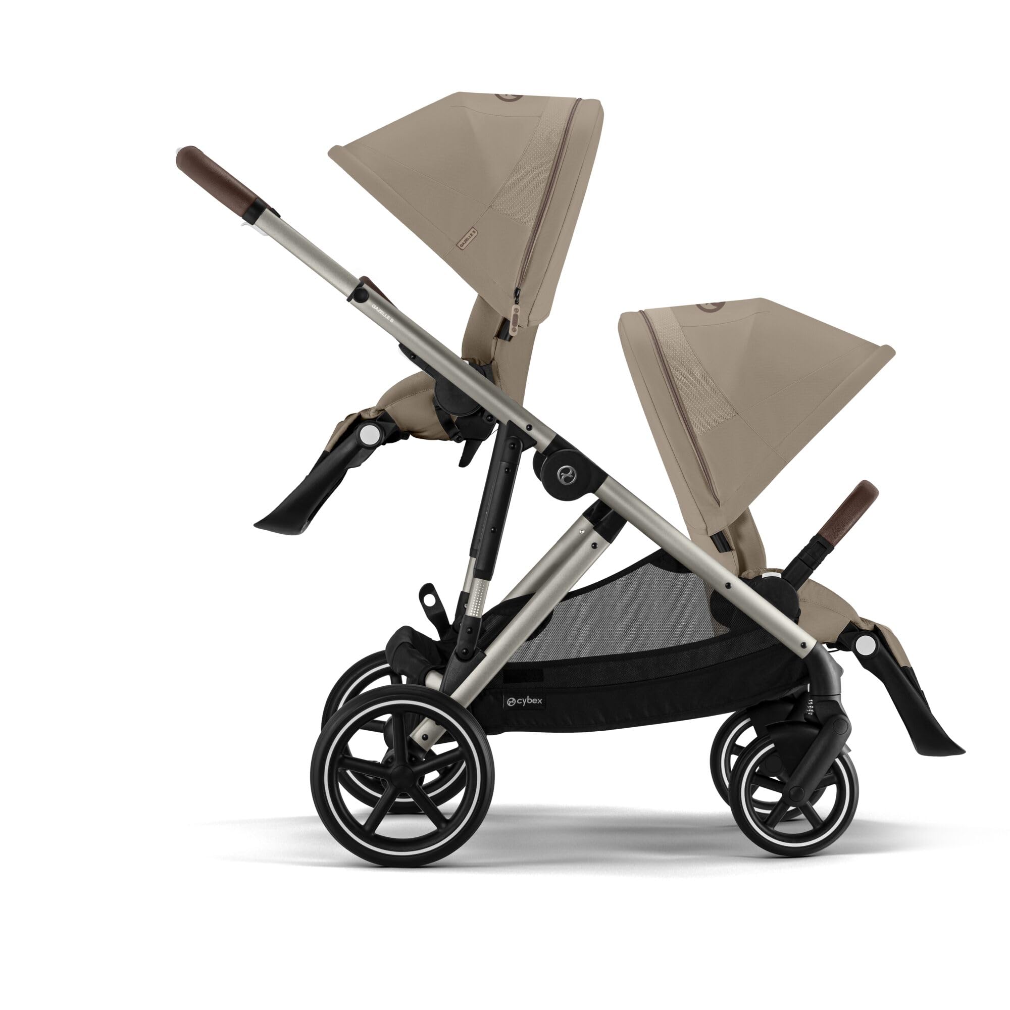 CYBEX Poussette Gold GAZELLE S, De la naissance à environ 4 ans, Max. 22 kg (mode simple) / 2x 22 kg (mode duo), Système tout-en-1 avec 20+ configurations, Beige amande