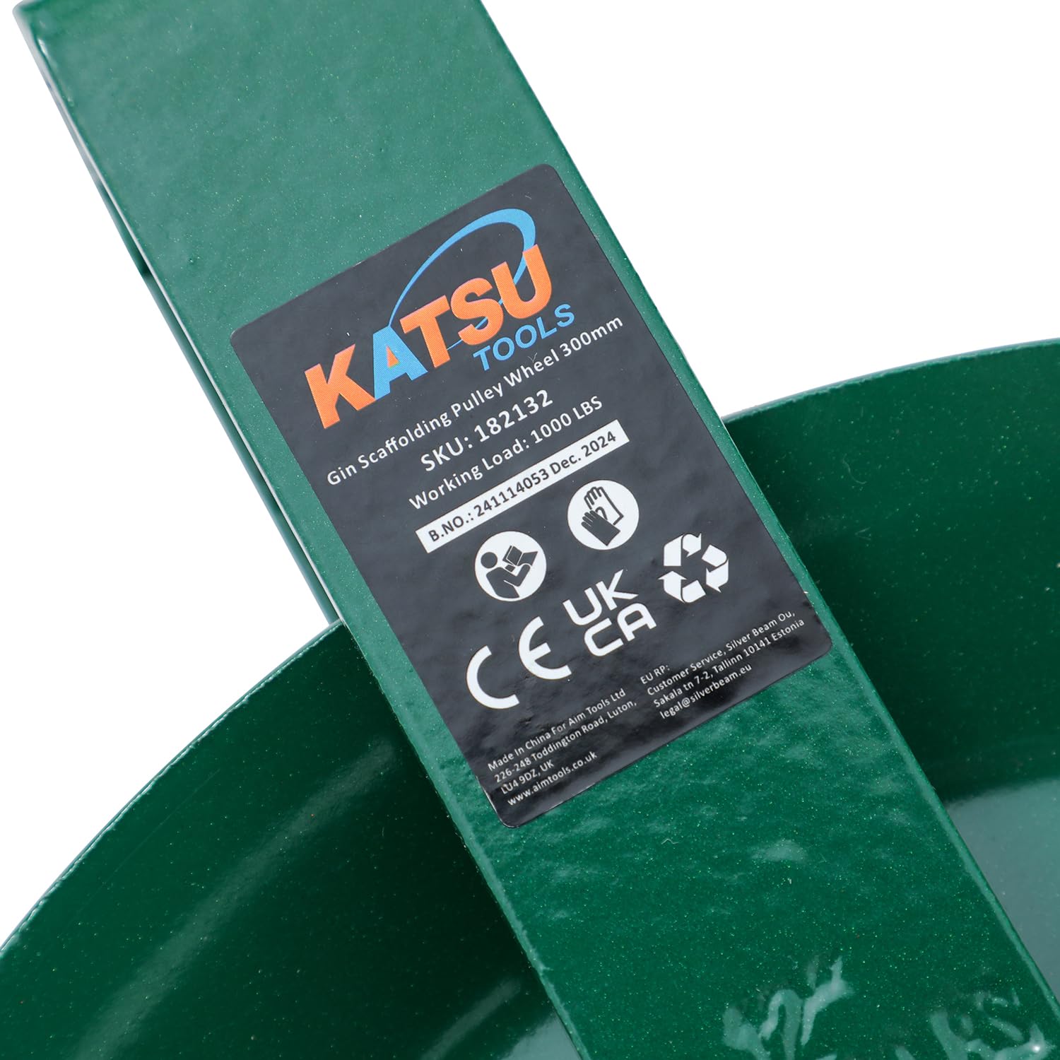 KATSU Tools Polea de Andamio para Tejados 300mm con Cáncamo Giratorio, Bloque de Polea de Cuerda para Grúa de Elevación 182132