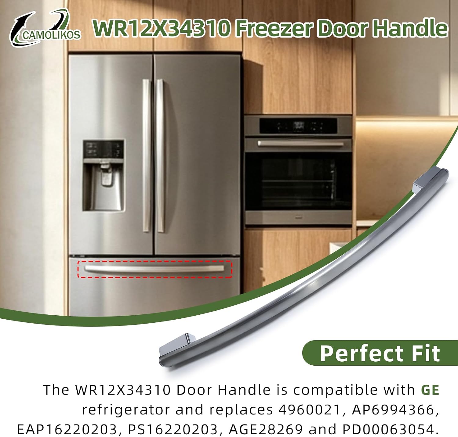 WR12X34310 Freezer Door Handle Stainless Steel Fits for GE Refrigerator
