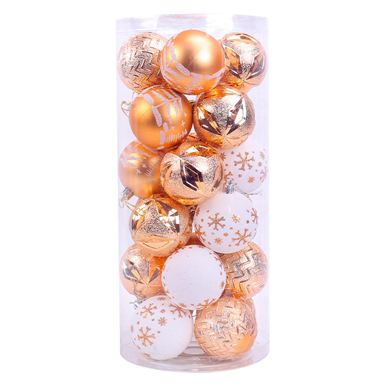 Tsophreniq 24Pcs Glittering Shatterproof Sphere Ornament Christmas Celebration Hanging Sphere Unbreakable Tree Hanging Decoration Hand Painted