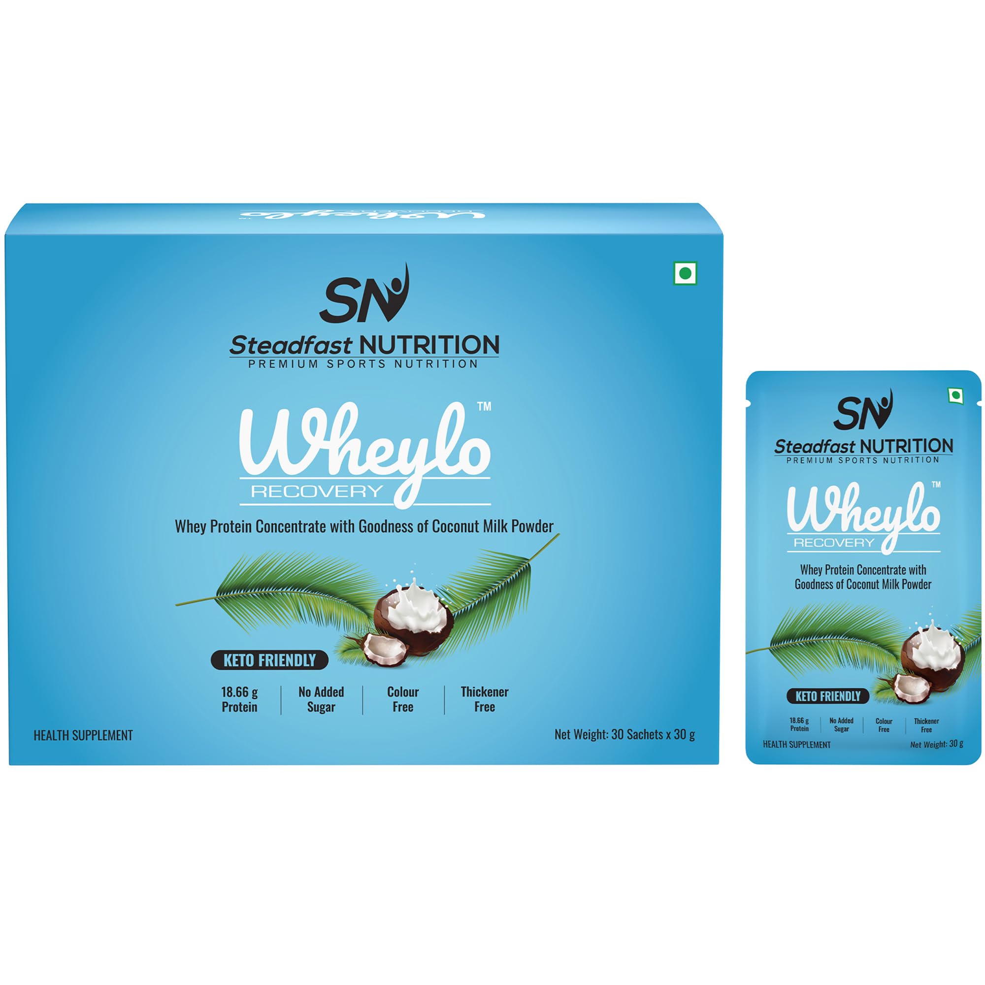 Sponsored Ad - Wheylo Whey Protein Concentrate 80% | Keto Friendly | Contains 18.66g multifunctional Whey protein for muscle recovery and growth | Goodness of Coconut milk powder (30 sachets)