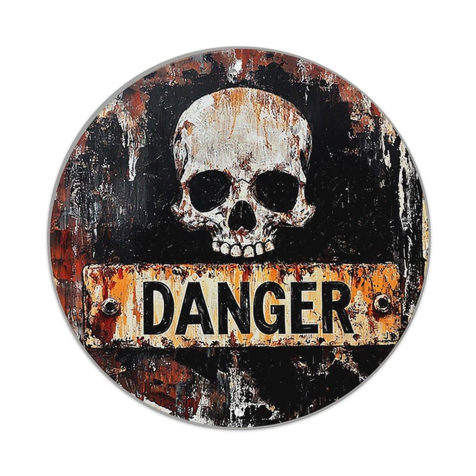 Skull And Danger Sign Art Tin Sign Metal Poster Vintage Metal Signs for Home Man Cave Bar Cafe Kitchen laundry room Wall Decorations 8x8 inches