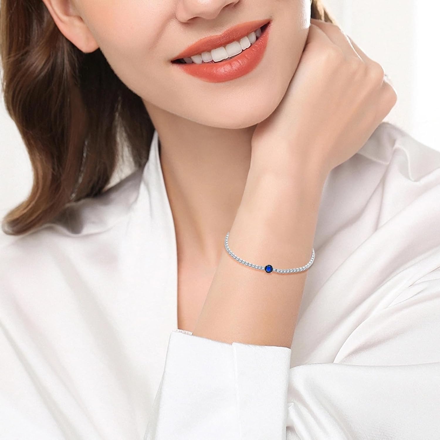 Birthstone Bracelet for Women 925 Sterling Silver Tennis Bracelet Classic Adjustable Chain Jewelry Anniversary Birthday Gifts for Women Mom Wife Her - Image 2