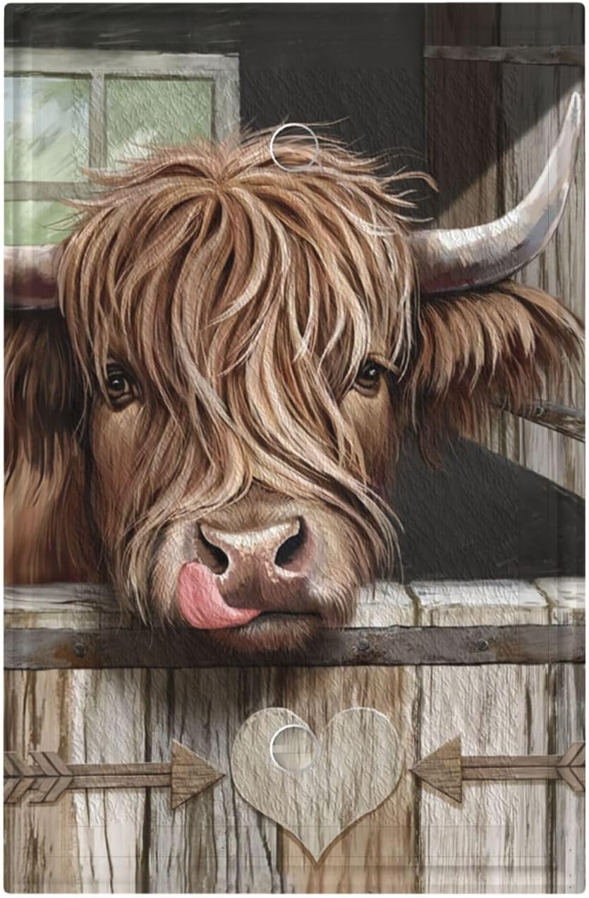 Farmhouse Highland Cow Light Switch Cover Single Blank Rustic Country Decorative Wall Plate Switchplate Receptacle Lightswitch Faceplate for Bathroom Bedroom Kitchen