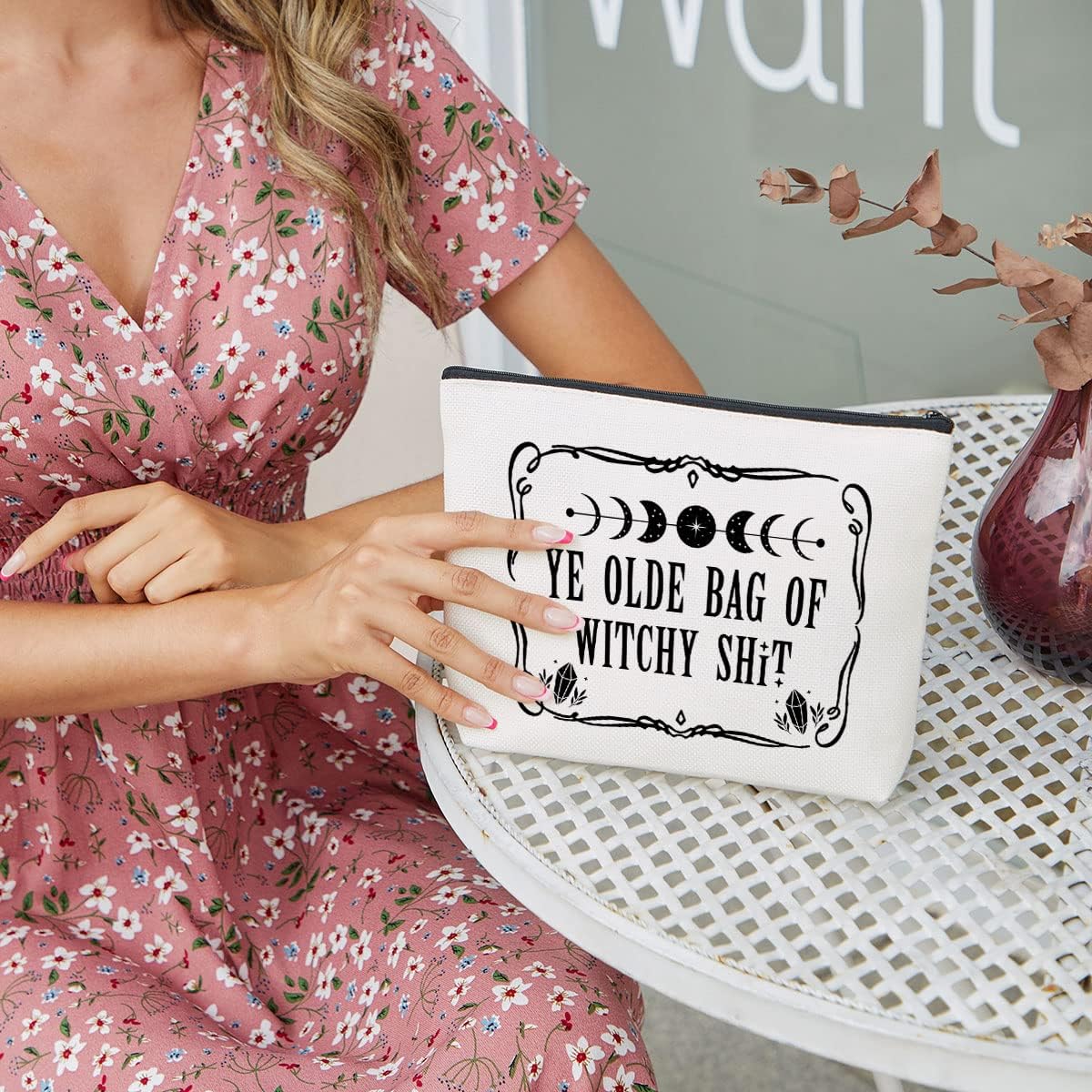 YE Olde Witchy Gifts - Witch Stuff Witchy Makeup Bag Witchcraft Bag Meditation Halloween Birthday Gifts for Witchcraft Lover Women Her Friends Tarot Cards for Beginners Coven Sister - Image 2