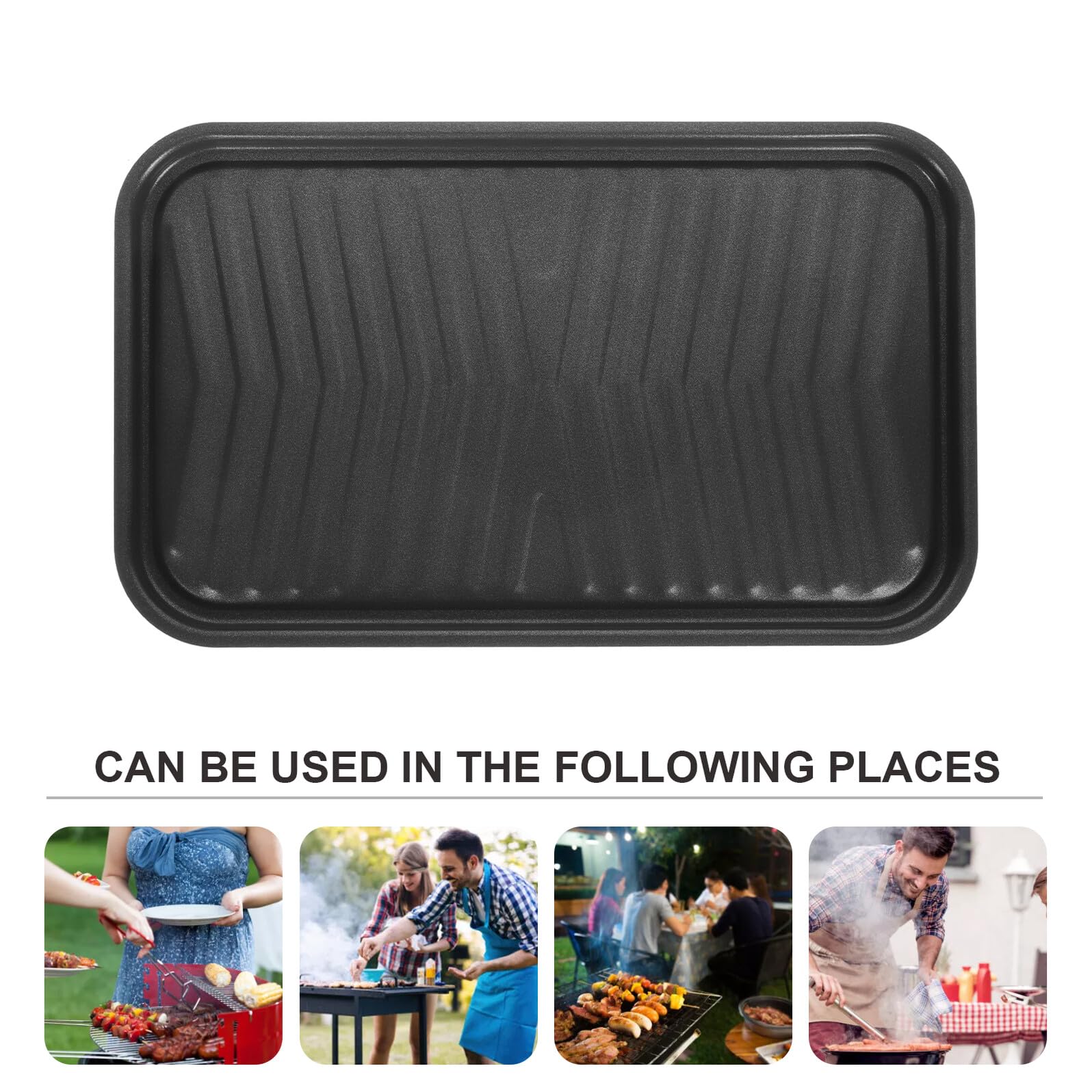 DOITOOL Padella Grill in Ferro Rivestimento Antiaderente Nero, Adatta per Fornelli a Induzione e Fiamme Libere, Piastra Barbecue per Weekend e Vacanze, Dimensioni 40x24,5cm