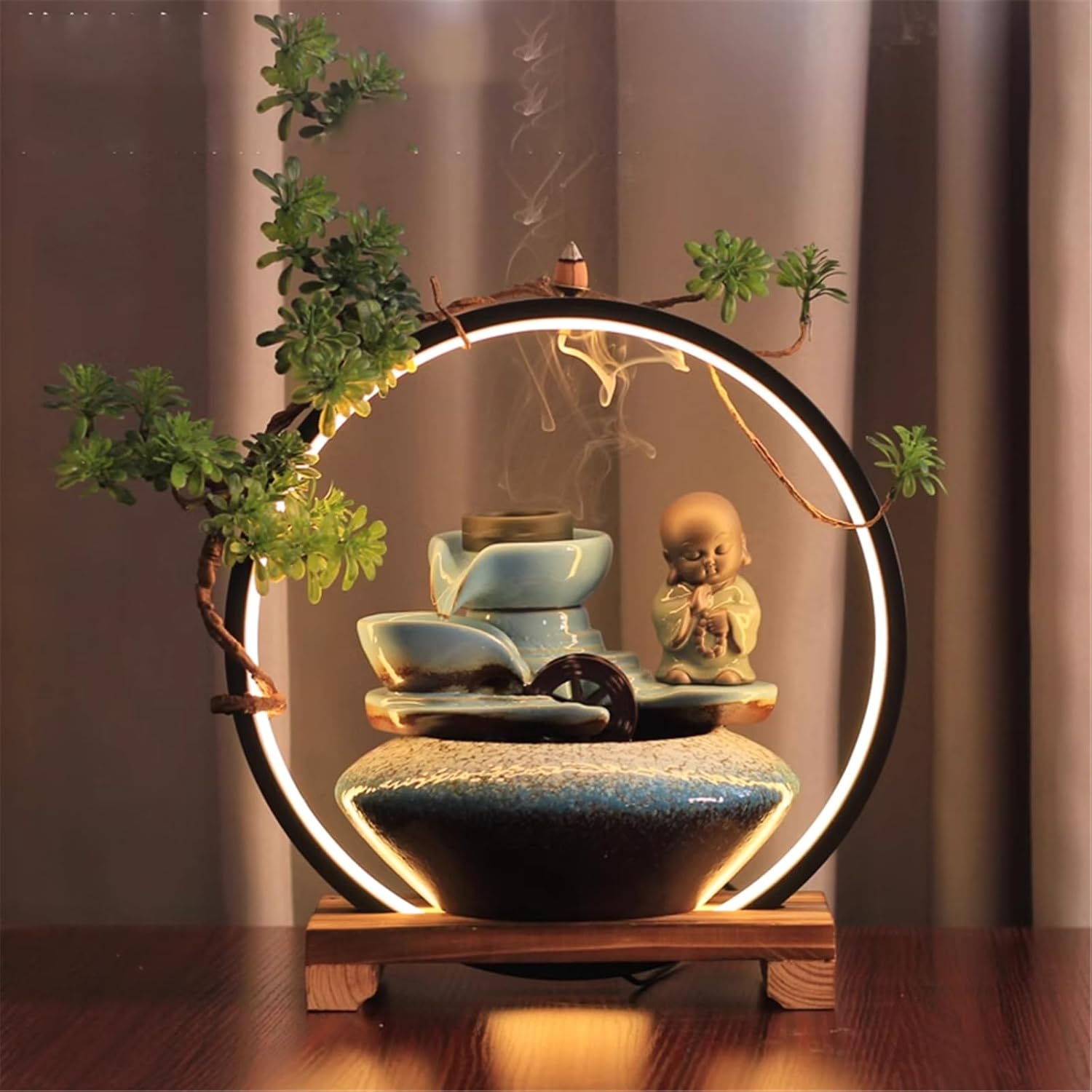 Flowing Water Tea Table Decoration, wealth attracting ornament for offices and living rooms.style1