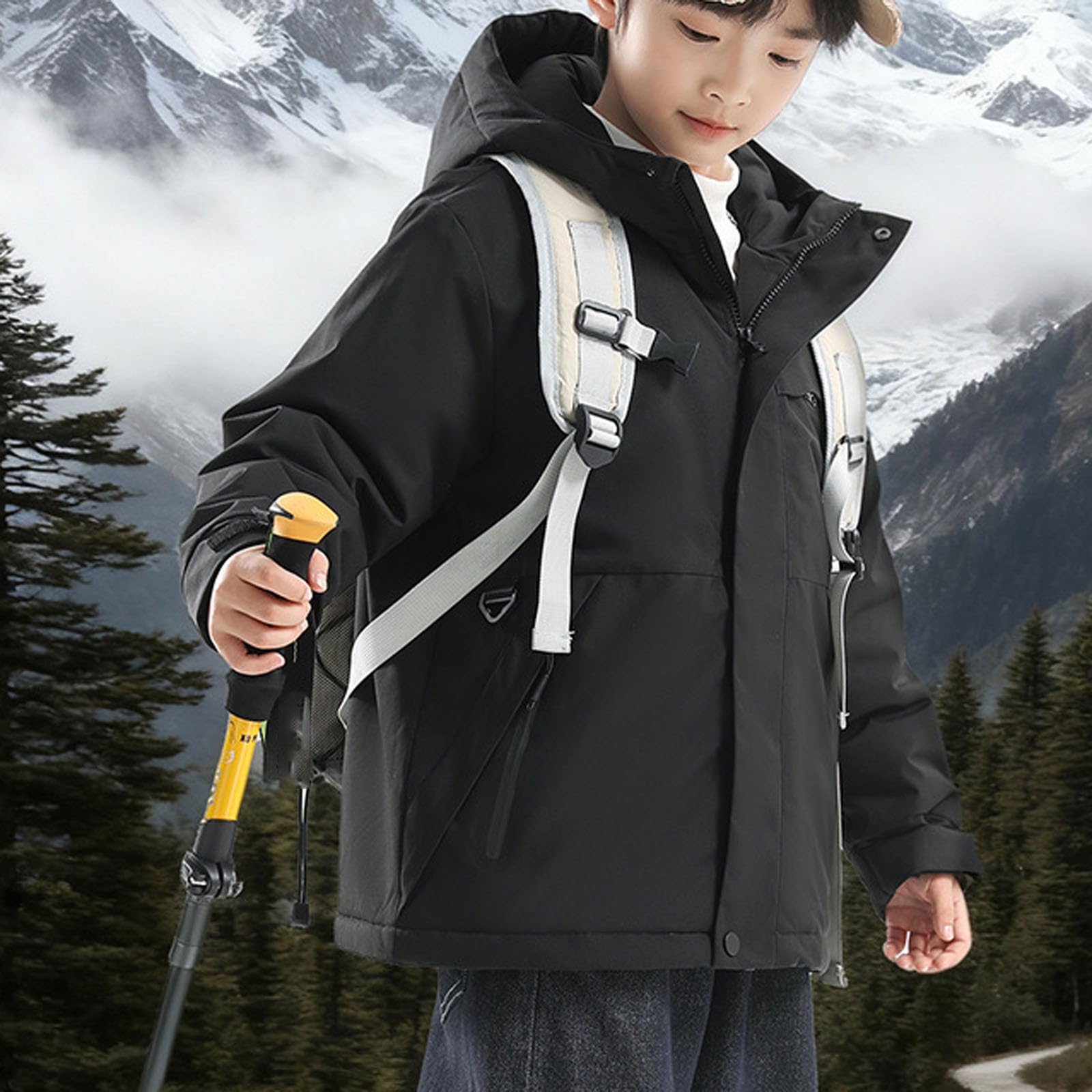 AEGJEGVD Manteau Enfant Garçon Capuche Zippé Duvet Chaud Confort Simple