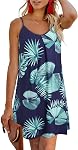 ULTRANICE 2026 Printemps Été Plage Robes de vacances Casual V Col Spaghetti Poignées de swing floral Mini Robe de soleil pour femme