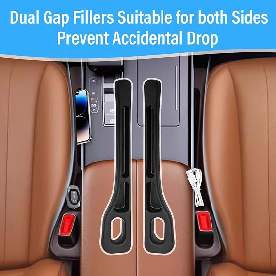 2Pcs Vehicle Mounted Gap Leak Proof Filling Strip, Car Seat Gap Filler Organiser Universal Car Seat Gap Plug Auto Seat Gap Storage Box Car Accessories for Car Suv Truck, Black
