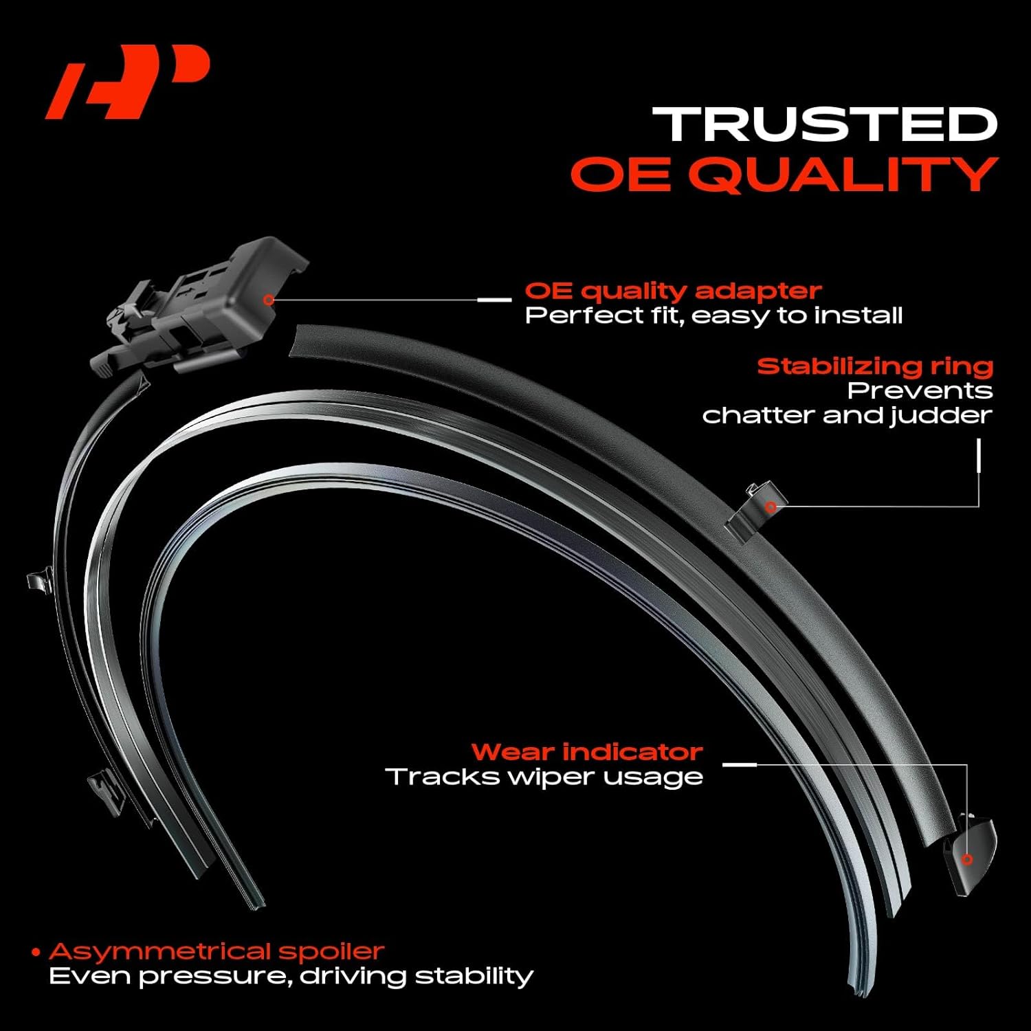 A-Premium 24"+16"+12" Windshield Wiper Blades - Compatible with Ford Fiesta 2011-2018 - Front Rear Wipers Blade Set, TLP/Snap Claw Arm Connector, with Wear Indicator & Towel, Pack of 3