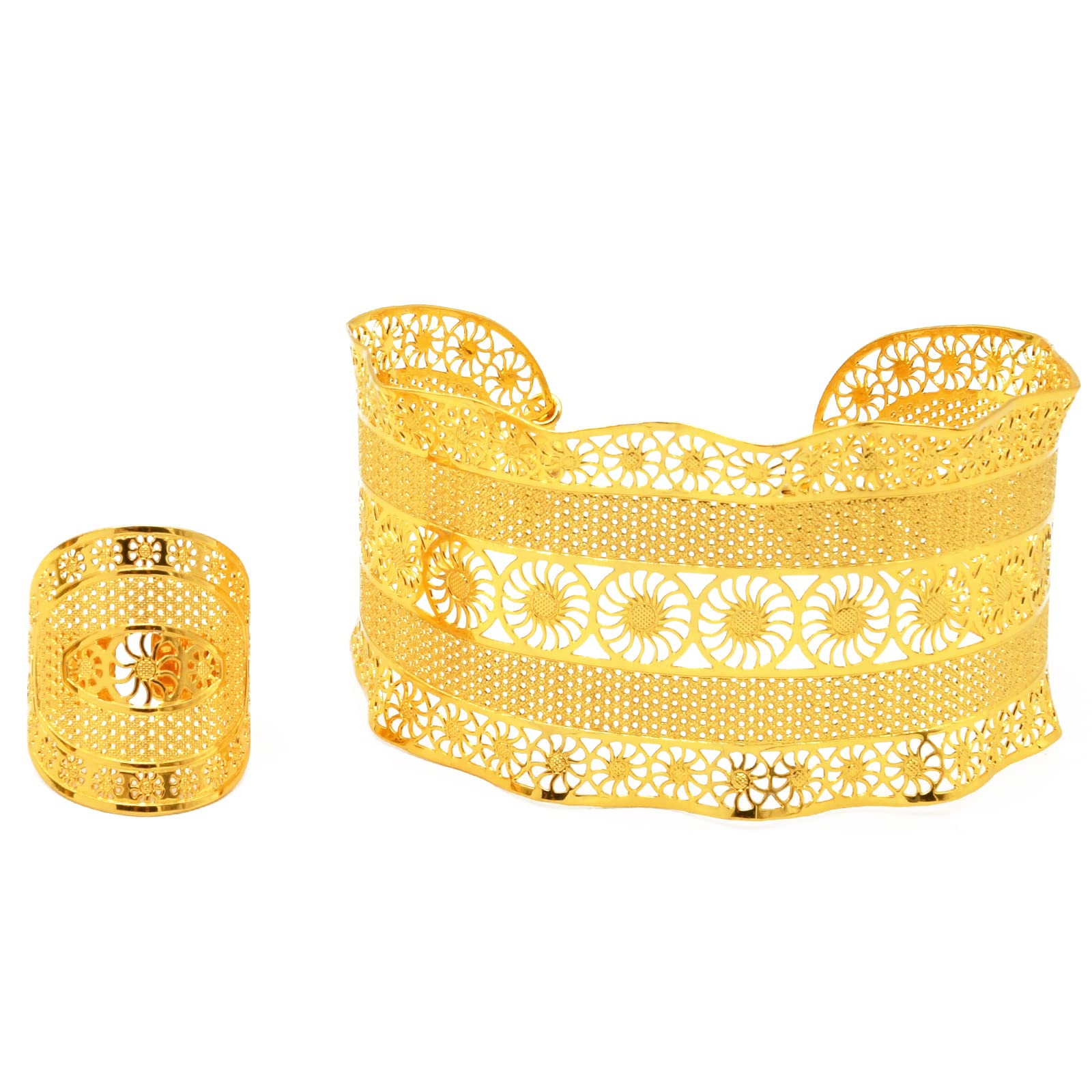 Dubai Gold Bangles for Women Indian African Wedding Bracelets Rings Gold Plated Ethiopian Bridal Jewelry Gift