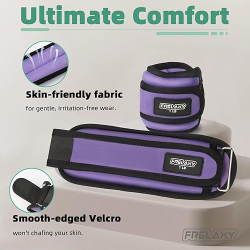 Miniatura 2 de Frelaxy Pesas de tobillo y muñeca para mujeres, hombres y niños, cómodo y ajustable, juego de pesas para piernas y brazos para caminar, gimnasio,