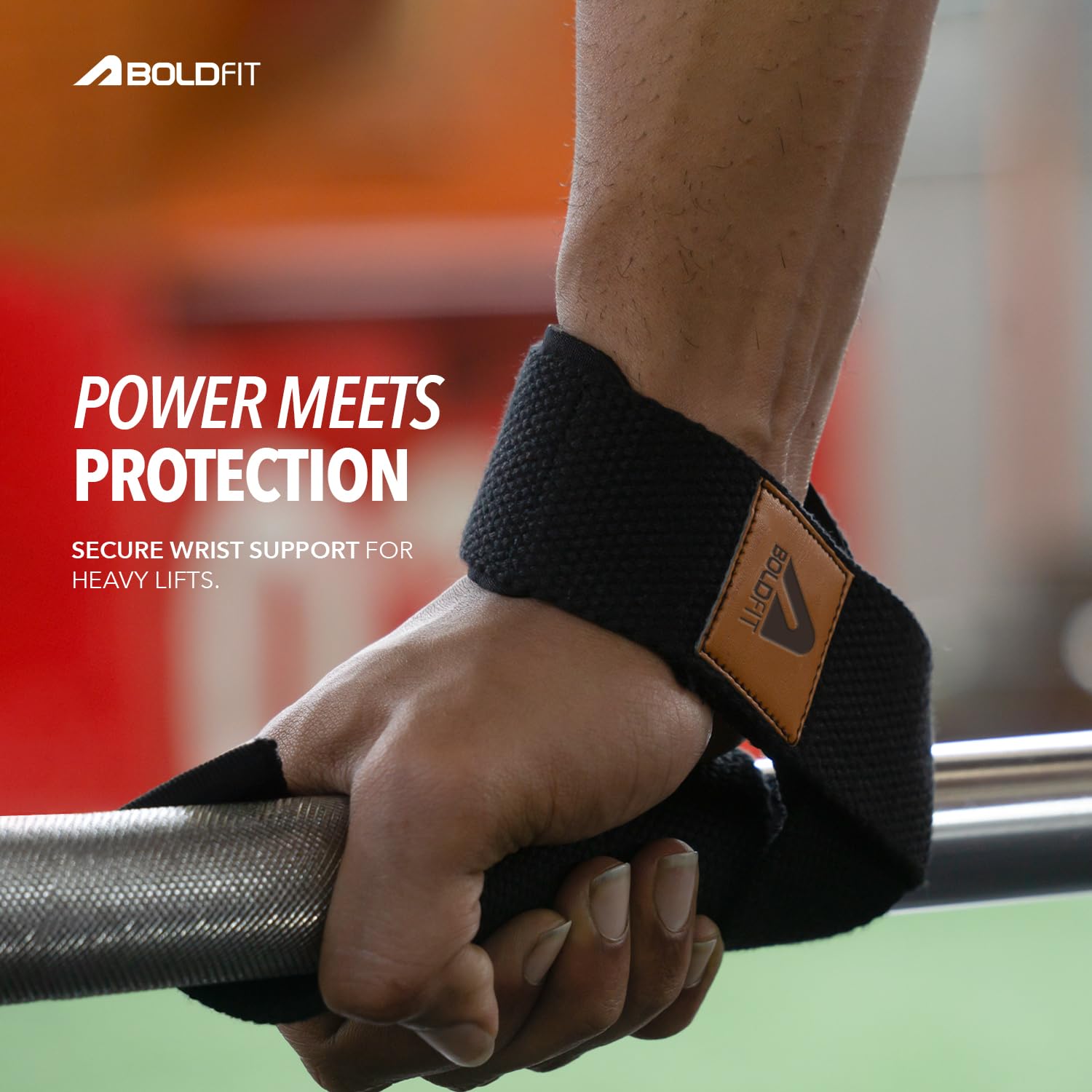 Boldfit Weight Lifting Straps Wrist Supporter for Gym Training, Deadlift Grip Heavy Workout Accessory for Men & Women, Strength Training Weightlifting Strap - 1 Pair - Black Product Image 3