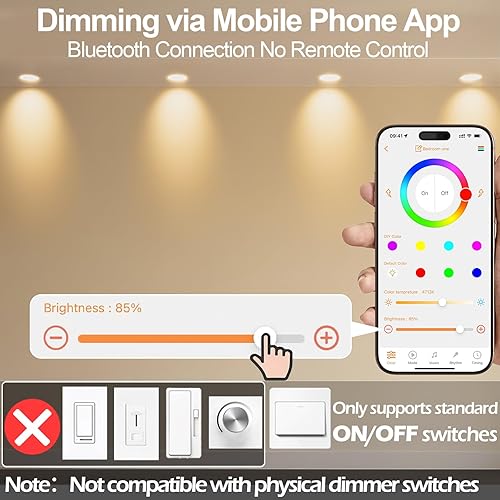 Miniatura 3 de Luces LED que cambian de color, paquete de 12 luces LED empotradas de 5/6 pulgadas, 13 W, 1050 lm, luces empotradas inteligentes, compatibles