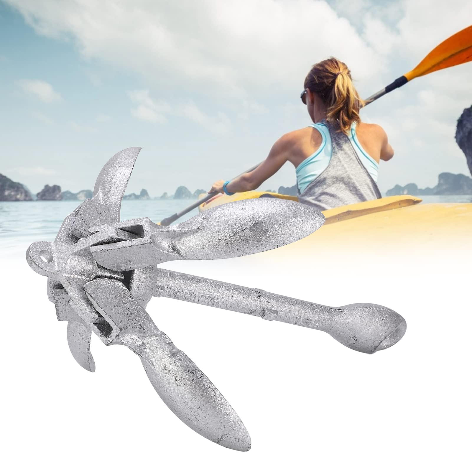 4 Ancore Pieghevoli a grappino, Ancora Pieghevole per Barche con Design bloccabile, Ancora compatta a Ombrello per Kayak, Yacht, Canoe e Piccole imbarcazioni