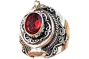 Classic Victorian Style Facet Red Locket Ring