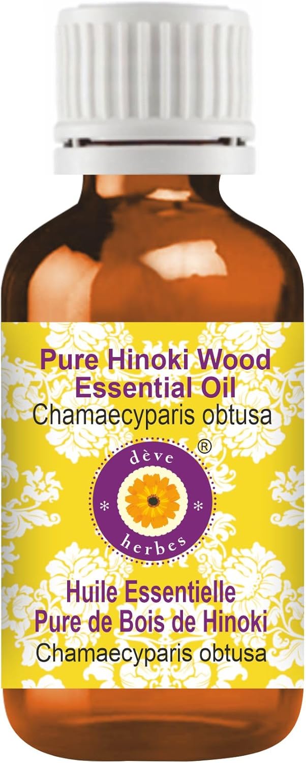 Deve Herbes Pure Hinoki Wood Essential Oil (Chamaecyparis obtusa) Steam Distilled 50ml (1.69 oz)