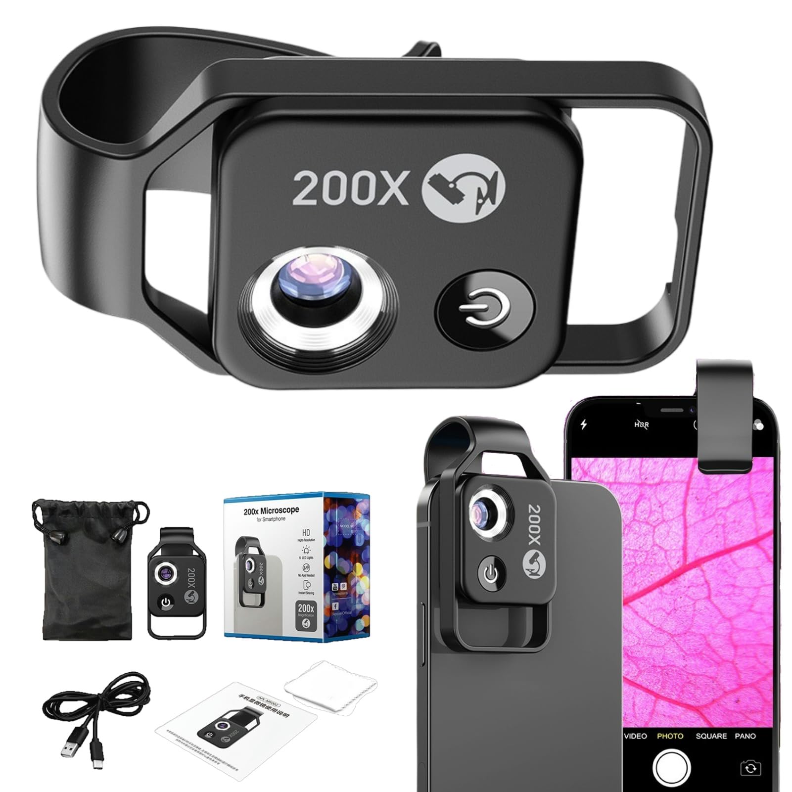 Microscope pour iPhone Nano Zoom 200x avec objectif CPL noir - 8