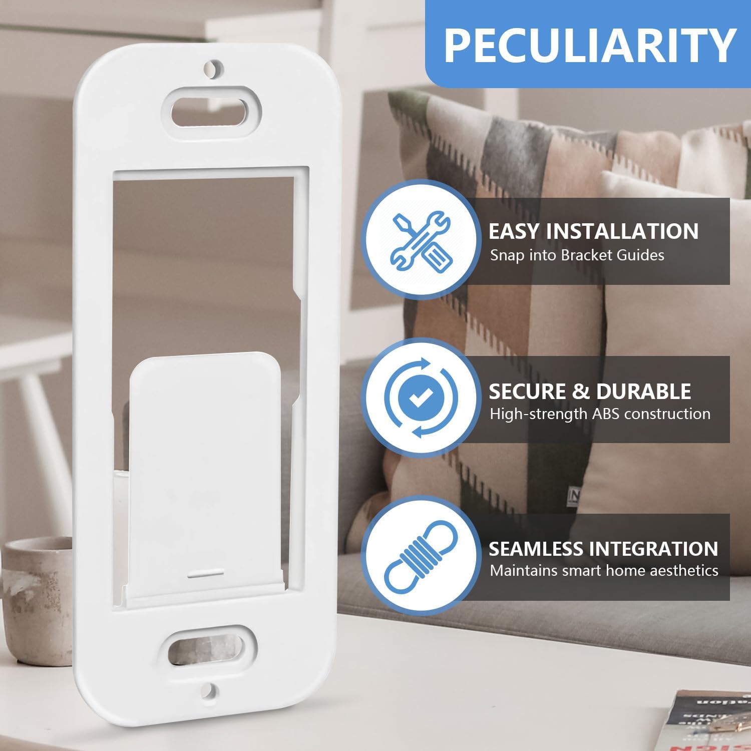 Wallplate Brackets Compatible with Lutron Caseta Pico Remote & Smart Switch – 8-Pack, No Wires Required, Tool-Free Seamless Snap-in Installation, Durable ABS Wall Mounting Kit