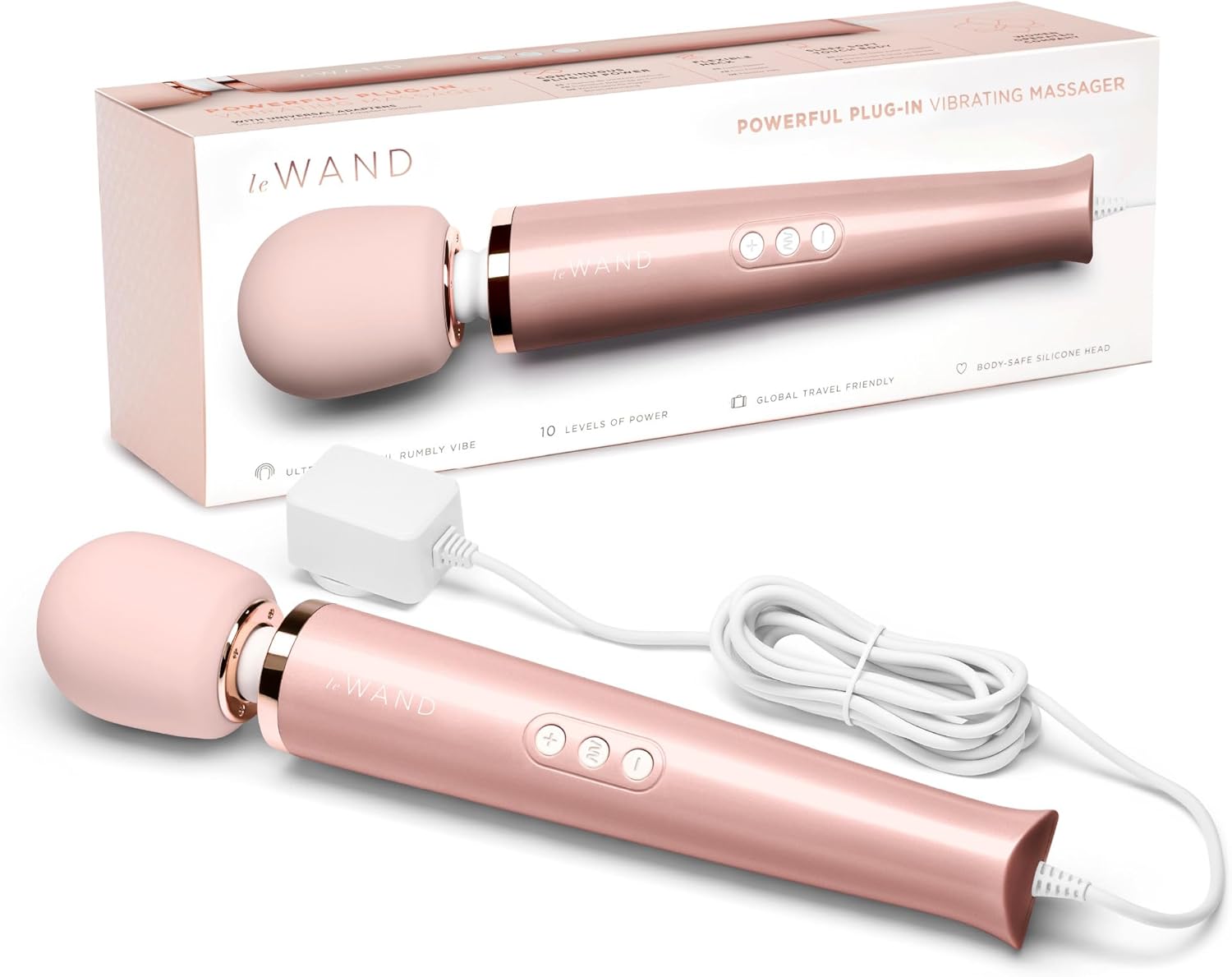 Le Wand Plug-in Wand Vibrator - Vibrating Wand Massager - Rose Gold
